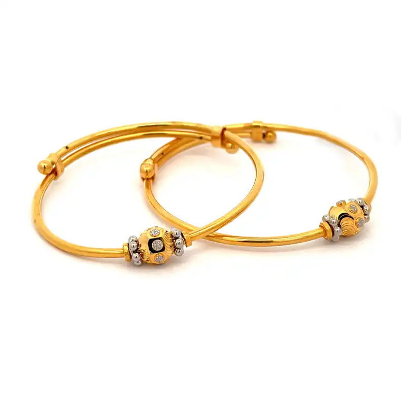 22K Yellow Gold Adjustable Baby Bangle Set of 2